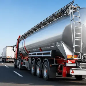 Hazardous materials tanker on the road