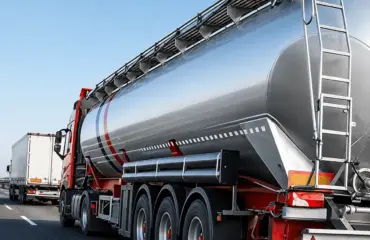 Hazardous materials tanker on the road
